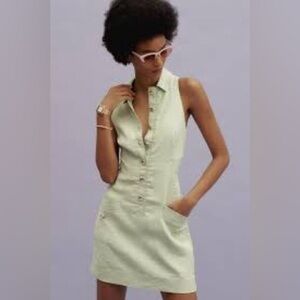 NWT Size M - Maeve Linen Collared Button-Front Mini Dress